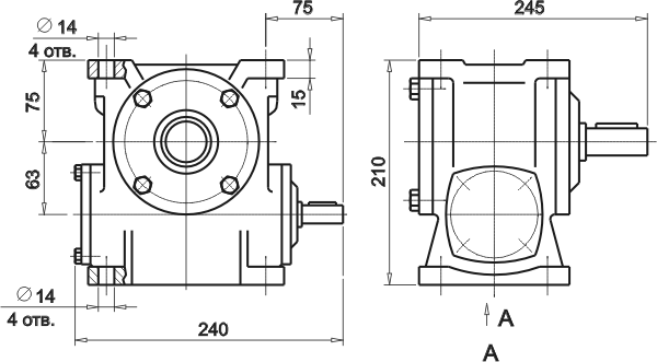 Габаритные и присоединительные размеры 1Ч-63А Габаритные и присоединительные размеры 1Ч-63А