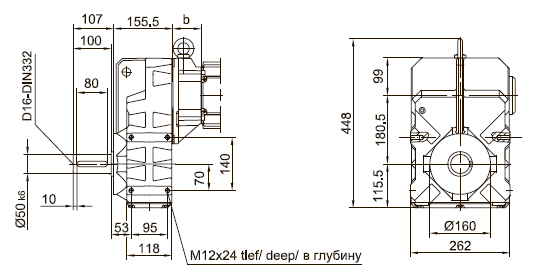 Лапы с резьбовыми отверстиями слева и справа