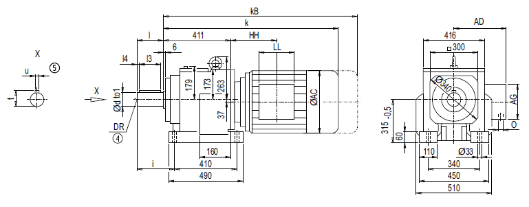 Монтажное исполнение на лапах D148, Z148