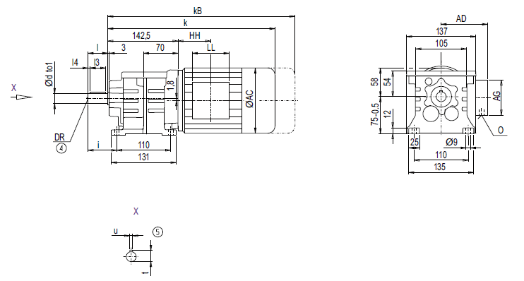 Монтажное исполнение на лапах D18, Z18