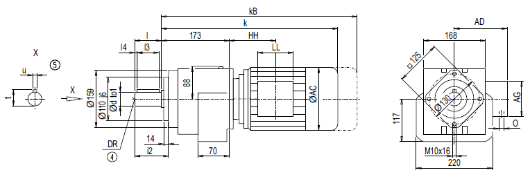 Монтажное исполнение на фланце DZ/ZZ48 (тип С)