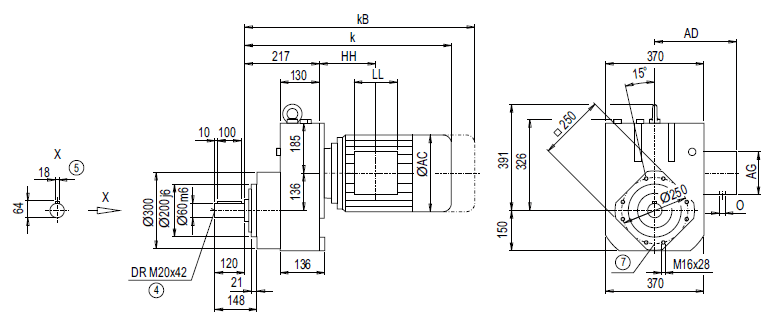 Монтажное исполнение с фланцевым корпусом (тип C) EZ108