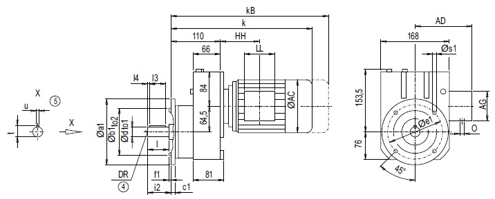 Монтажное исполнение на фланце EF48 (Тип A)